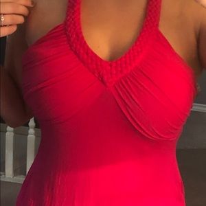 Hot Pink Summer Halter Dress Backless Sz M